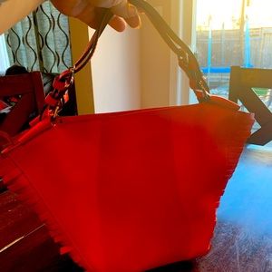 Never used gorgeous and unique Coral Italian leather purse